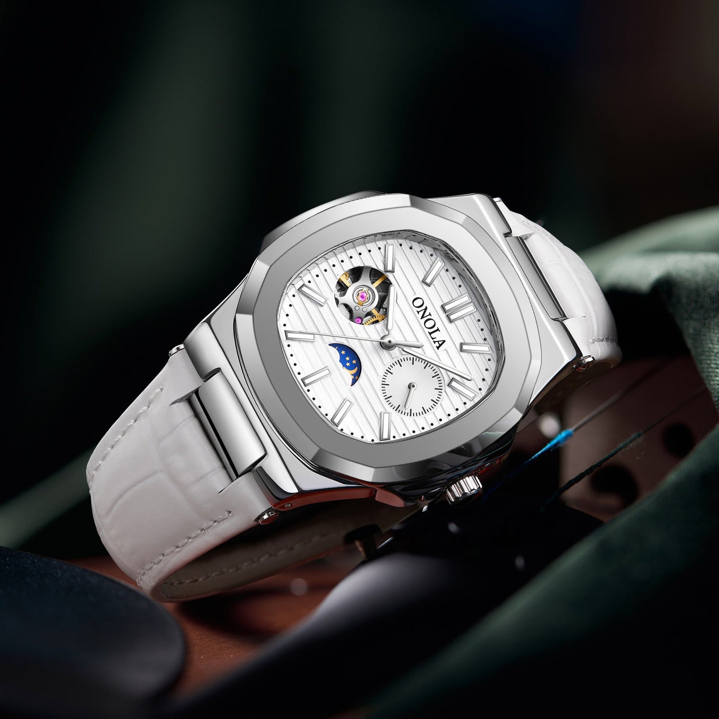 High - Quality Mechanical Watch Sun Moon And Stars Design Waterproof Leather Strap - Oopsdadforgot.com
