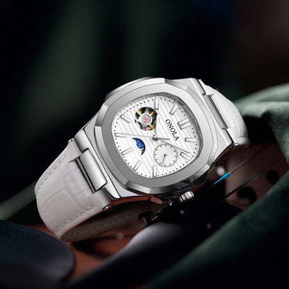 High - Quality Mechanical Watch Sun Moon And Stars Design Waterproof Leather Strap - Oopsdadforgot.com
