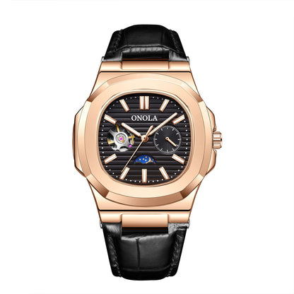 High - Quality Mechanical Watch Sun Moon And Stars Design Waterproof Leather Strap - Oopsdadforgot.com