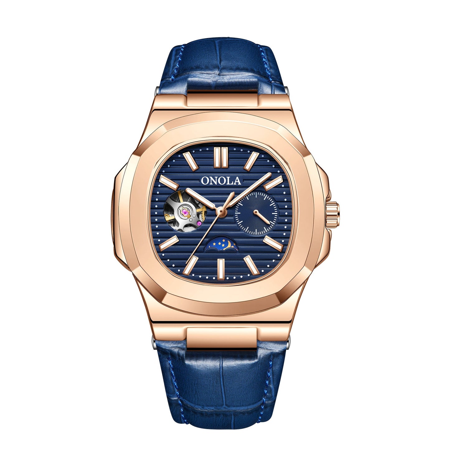 High - Quality Mechanical Watch Sun Moon And Stars Design Waterproof Leather Strap - Oopsdadforgot.com