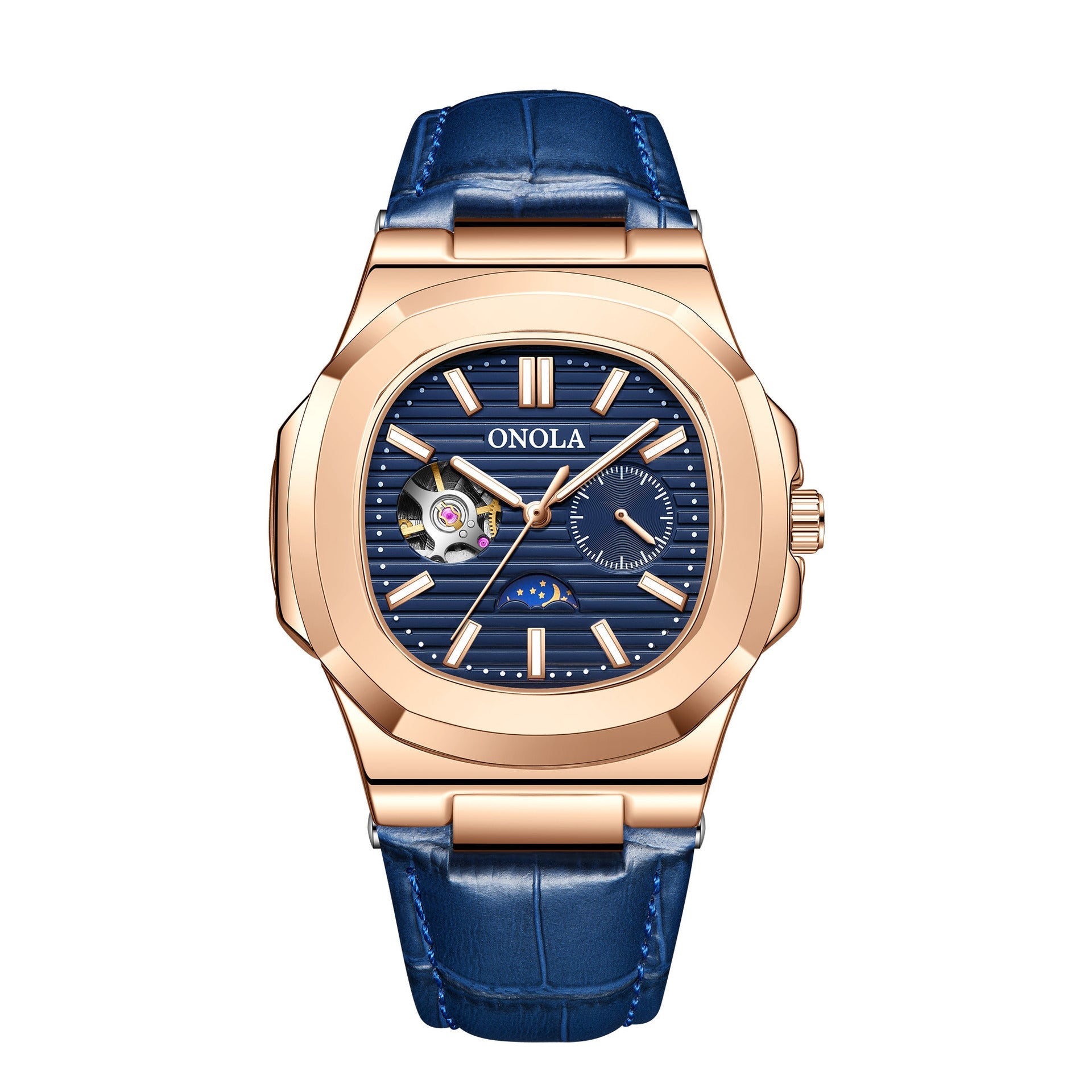 High - Quality Mechanical Watch Sun Moon And Stars Design Waterproof Leather Strap - Oopsdadforgot.com