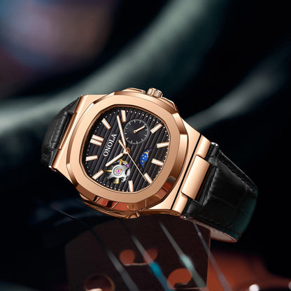 High - Quality Mechanical Watch Sun Moon And Stars Design Waterproof Leather Strap - Oopsdadforgot.com