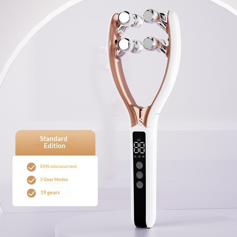 Home V - Roller EMS Microcurrent Electric Smart Red And Blue Dual - Wave Roller Massager Face Slimming Instrument Ems Micro Current Lifting Tightening - Oopsdadforgot.com