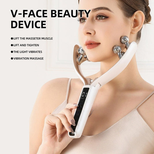 Home V - Roller EMS Microcurrent Electric Smart Red And Blue Dual - Wave Roller Massager Face Slimming Instrument Ems Micro Current Lifting Tightening - Oopsdadforgot.com