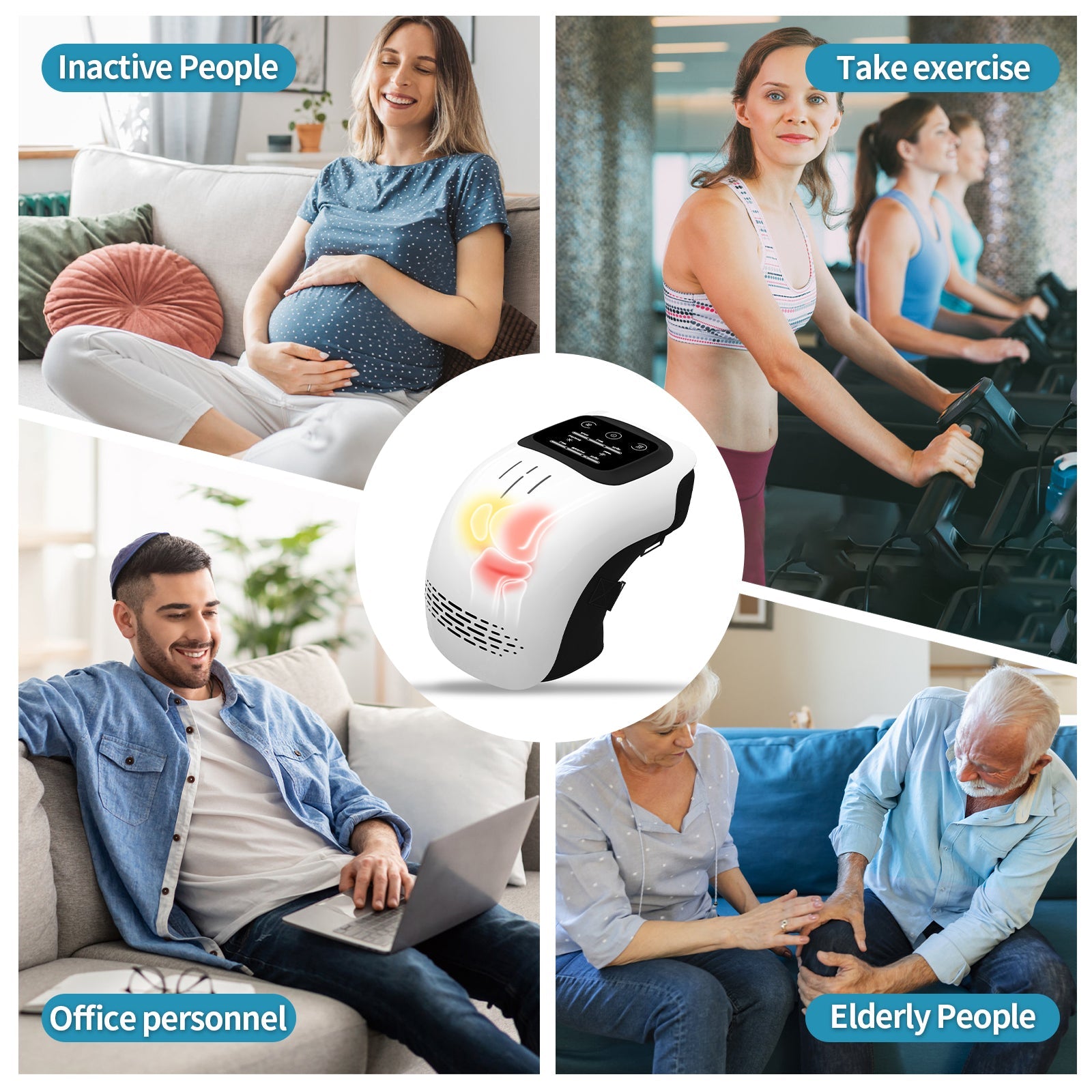 Intelligent Home Use Electric Intelligent Kneading Heating Knee Massager Rechargeable Pain Relief Infrared Laser Vibration Knee Massager - Oopsdadforgot.com