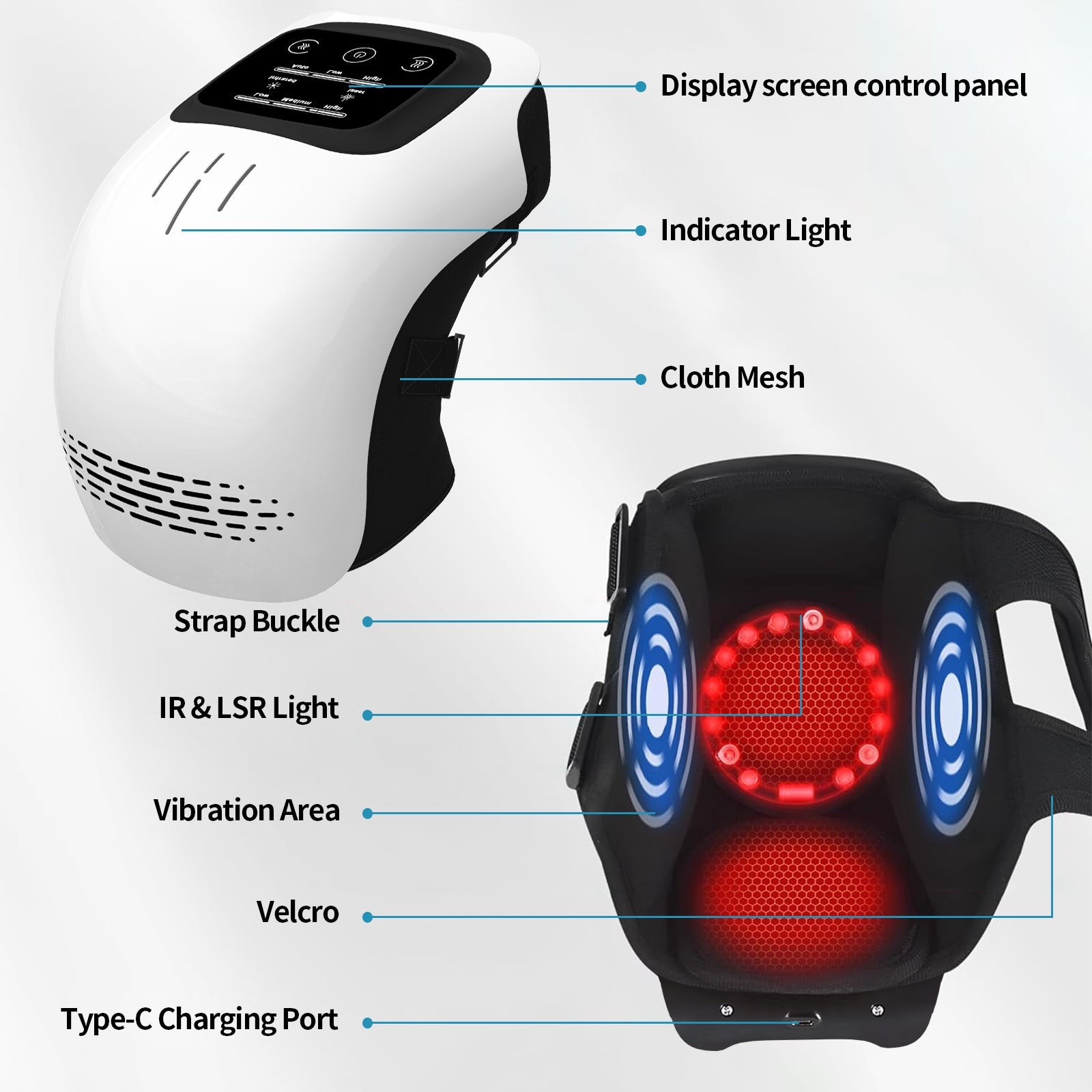 Intelligent Home Use Electric Intelligent Kneading Heating Knee Massager Rechargeable Pain Relief Infrared Laser Vibration Knee Massager - Oopsdadforgot.com