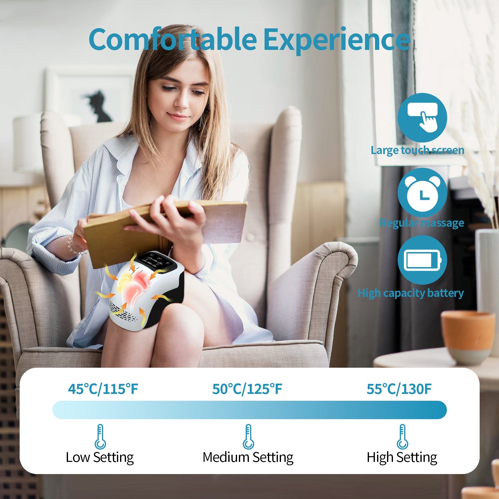 Intelligent Home Use Electric Intelligent Kneading Heating Knee Massager Rechargeable Pain Relief Infrared Laser Vibration Knee Massager - Oopsdadforgot.com