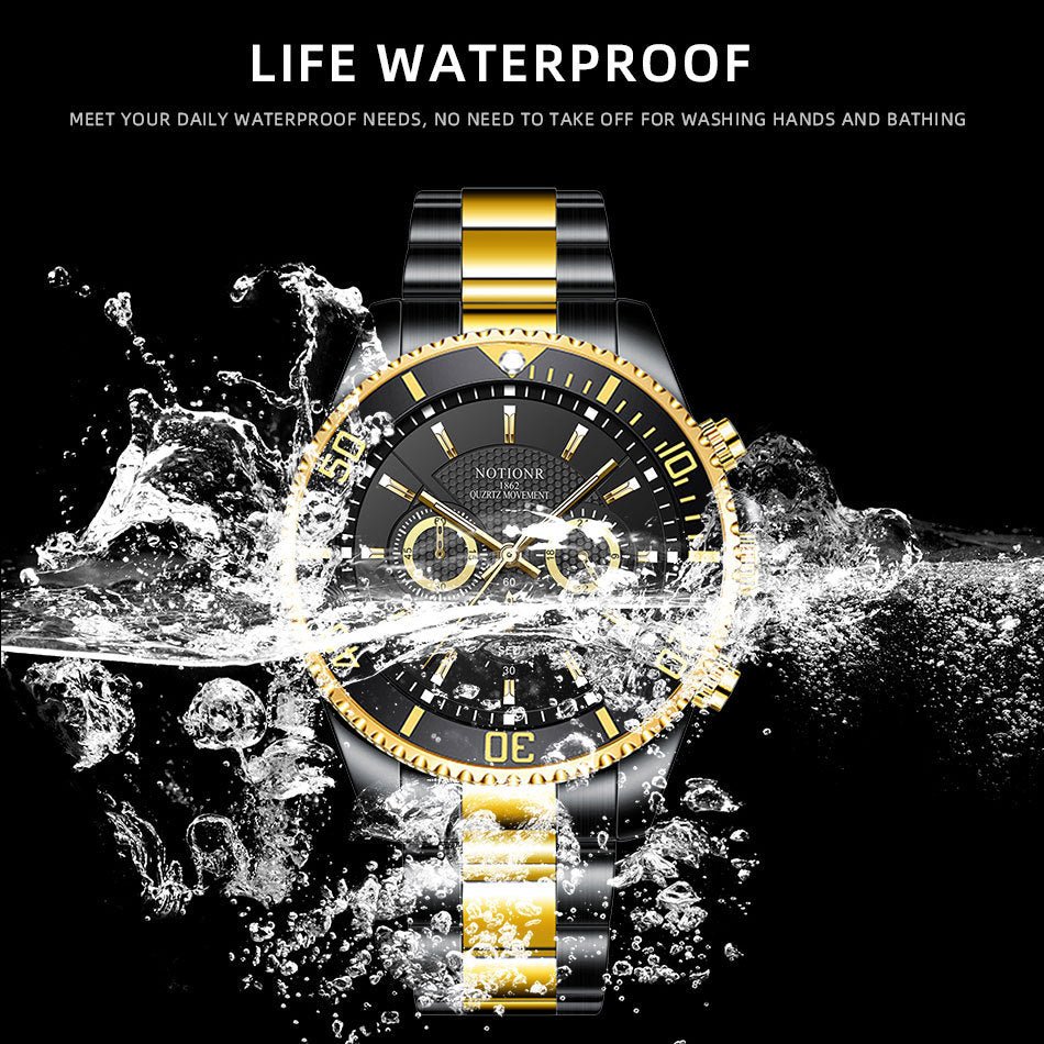Luxury Gold Green Watch Men's Waterproof Stainless Steel Luminous - Oopsdadforgot.com