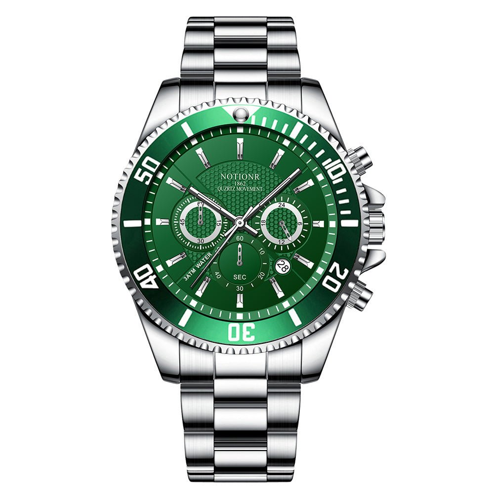 Luxury Gold Green Watch Men's Waterproof Stainless Steel Luminous - Oopsdadforgot.com