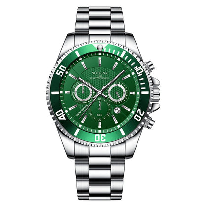 Luxury Gold Green Watch Men's Waterproof Stainless Steel Luminous - Oopsdadforgot.com