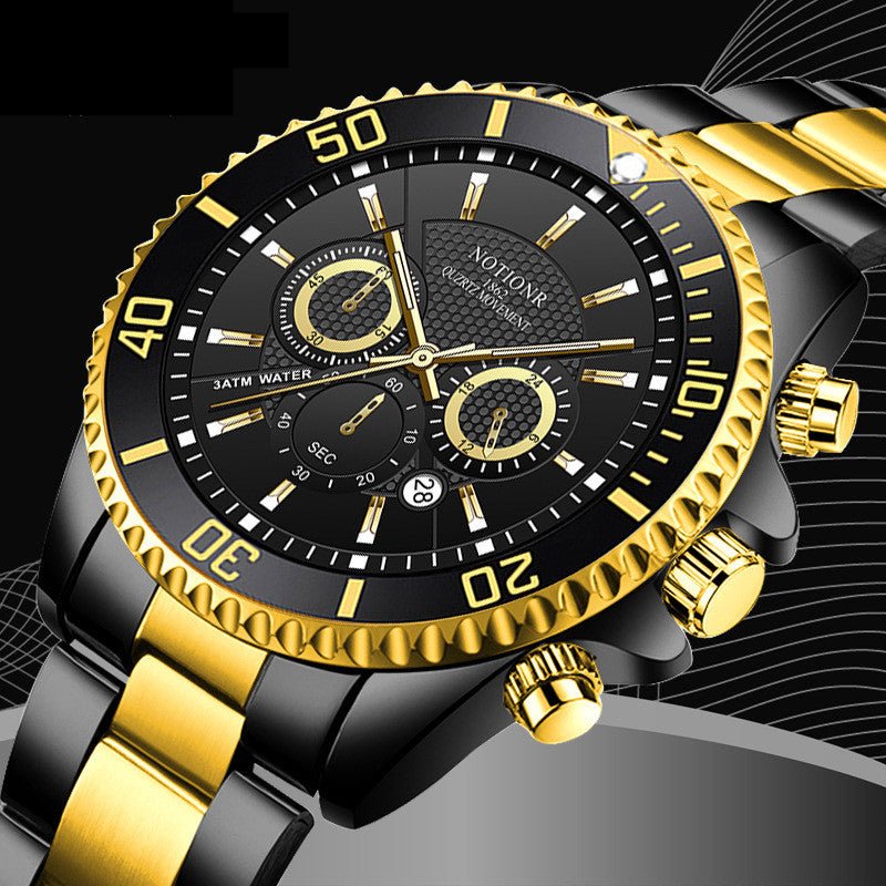 Luxury Gold Green Watch Men's Waterproof Stainless Steel Luminous - Oopsdadforgot.com