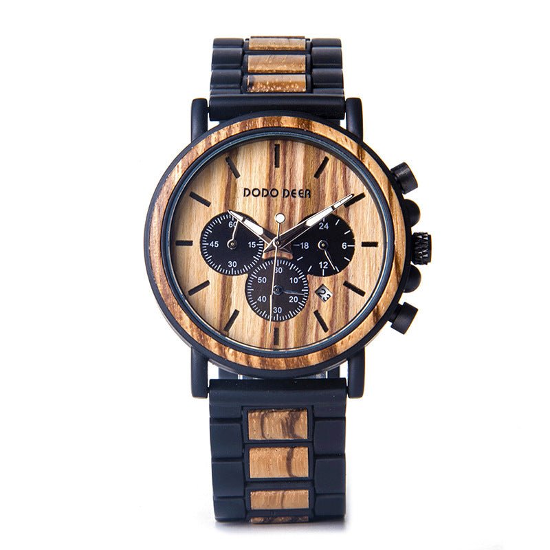 Luxury Wood Stainless Steel Men Watch Stylish Wooden - Oopsdadforgot.com