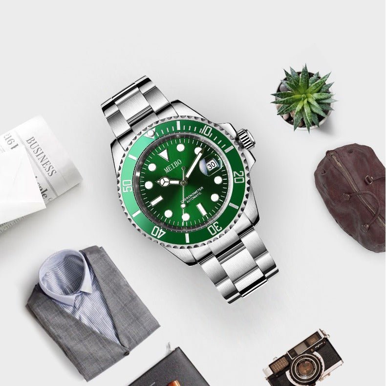 Magnifying Glass Calendar Mens Watch With A Steel Strap - Oopsdadforgot.com
