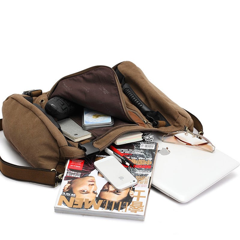 Men Canvas Backpack Huge Travel School Shoulder Computer Backpack Functional Versatile Bags Multifunctional Laptop Bag - Oopsdadforgot.com