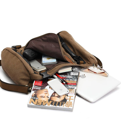 Men Canvas Backpack Huge Travel School Shoulder Computer Backpack Functional Versatile Bags Multifunctional Laptop Bag - Oopsdadforgot.com
