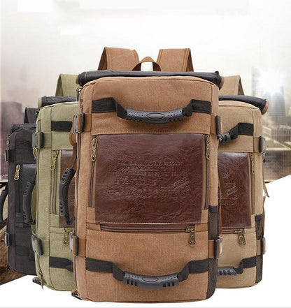Men Canvas Backpack Huge Travel School Shoulder Computer Backpack Functional Versatile Bags Multifunctional Laptop Bag - Oopsdadforgot.com
