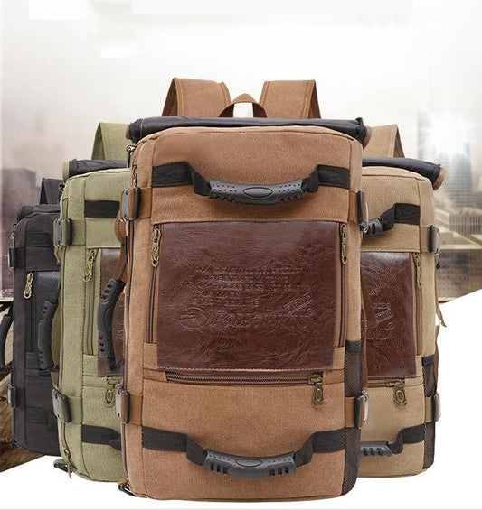 Men Canvas Backpack Huge Travel School Shoulder Computer Backpack Functional Versatile Bags Multifunctional Laptop Bag - Oopsdadforgot.com