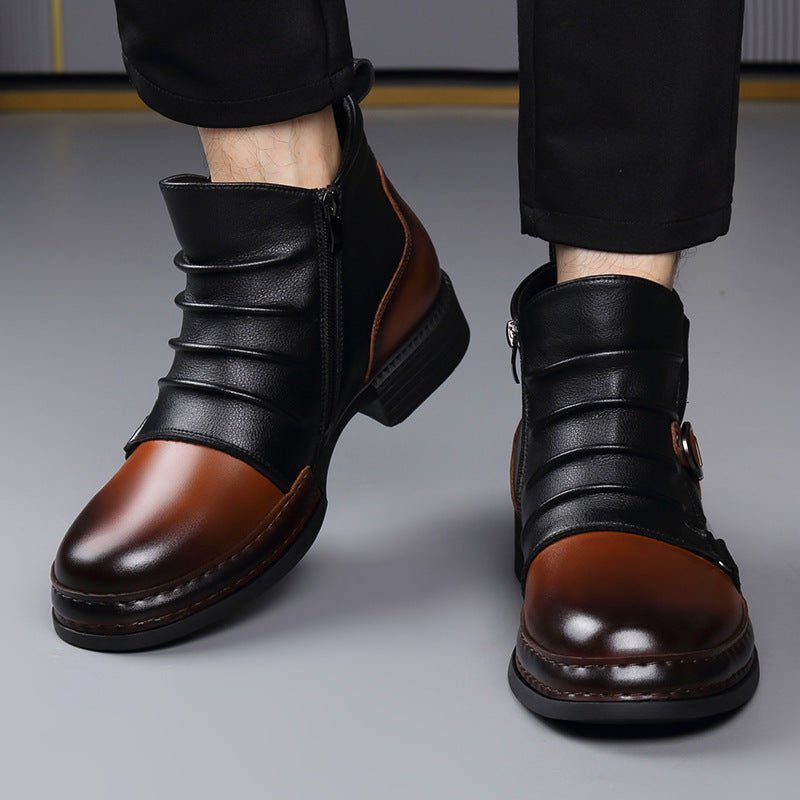 Mens British - style Retro Fleece - Lined Thermal Boots With Side Zipper - Oopsdadforgot.com