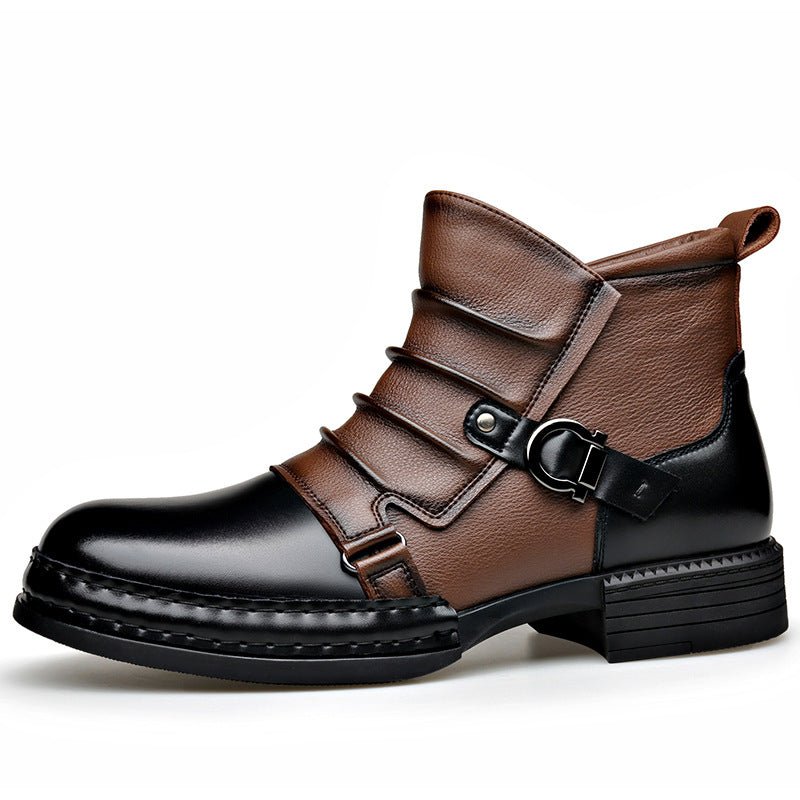 Mens British - style Retro Fleece - Lined Thermal Boots With Side Zipper - Oopsdadforgot.com