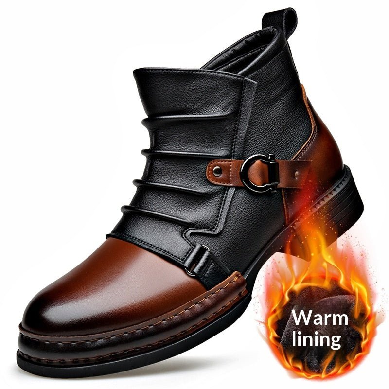 Mens British - style Retro Fleece - Lined Thermal Boots With Side Zipper - Oopsdadforgot.com