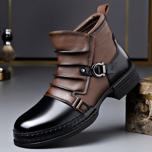 Mens British - style Retro Fleece - Lined Thermal Boots With Side Zipper - Oopsdadforgot.com