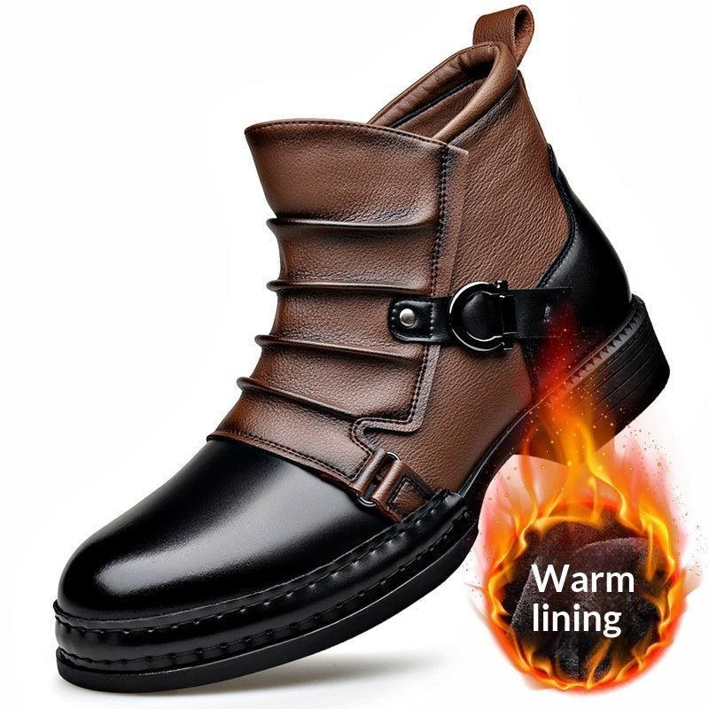Mens British - style Retro Fleece - Lined Thermal Boots With Side Zipper - Oopsdadforgot.com