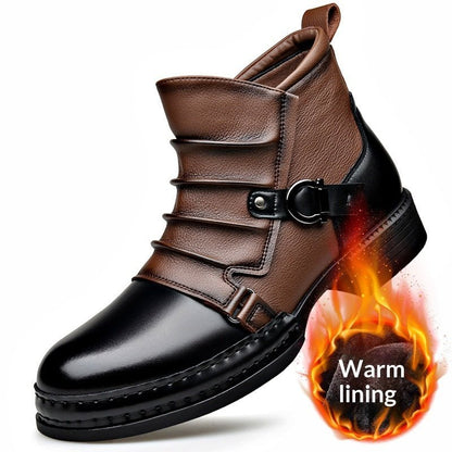 Mens British - style Retro Fleece - Lined Thermal Boots With Side Zipper - Oopsdadforgot.com