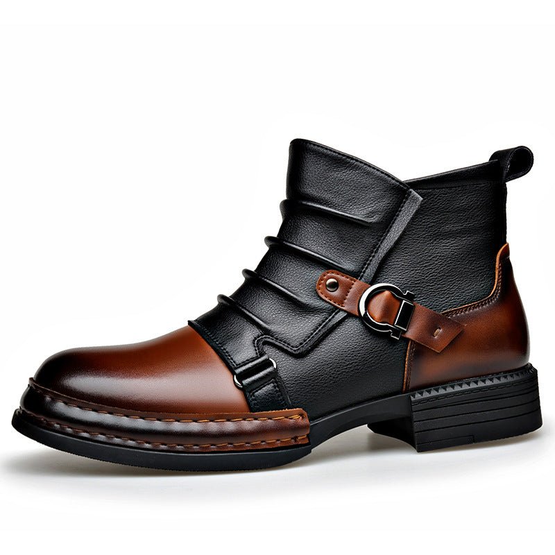 Mens British - style Retro Fleece - Lined Thermal Boots With Side Zipper - Oopsdadforgot.com