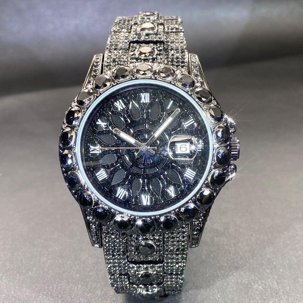 Men's High - end, Fully Diamond - encrusted, Ultra - glitzy Hip - hop Watch - Oopsdadforgot.com