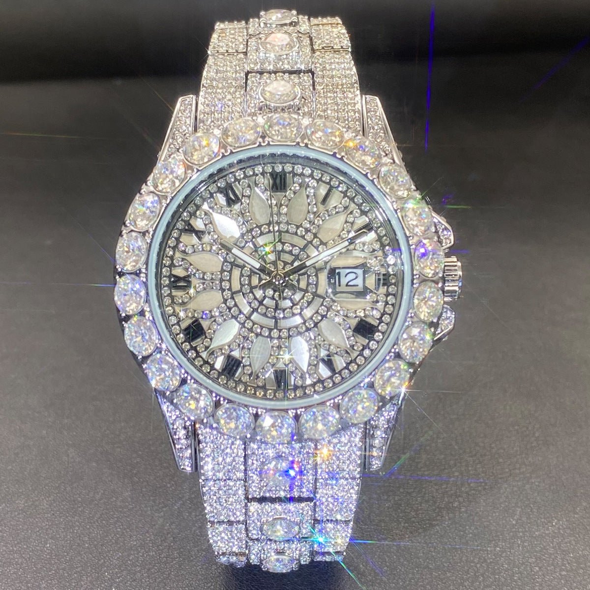 Men's High - end, Fully Diamond - encrusted, Ultra - glitzy Hip - hop Watch - Oopsdadforgot.com
