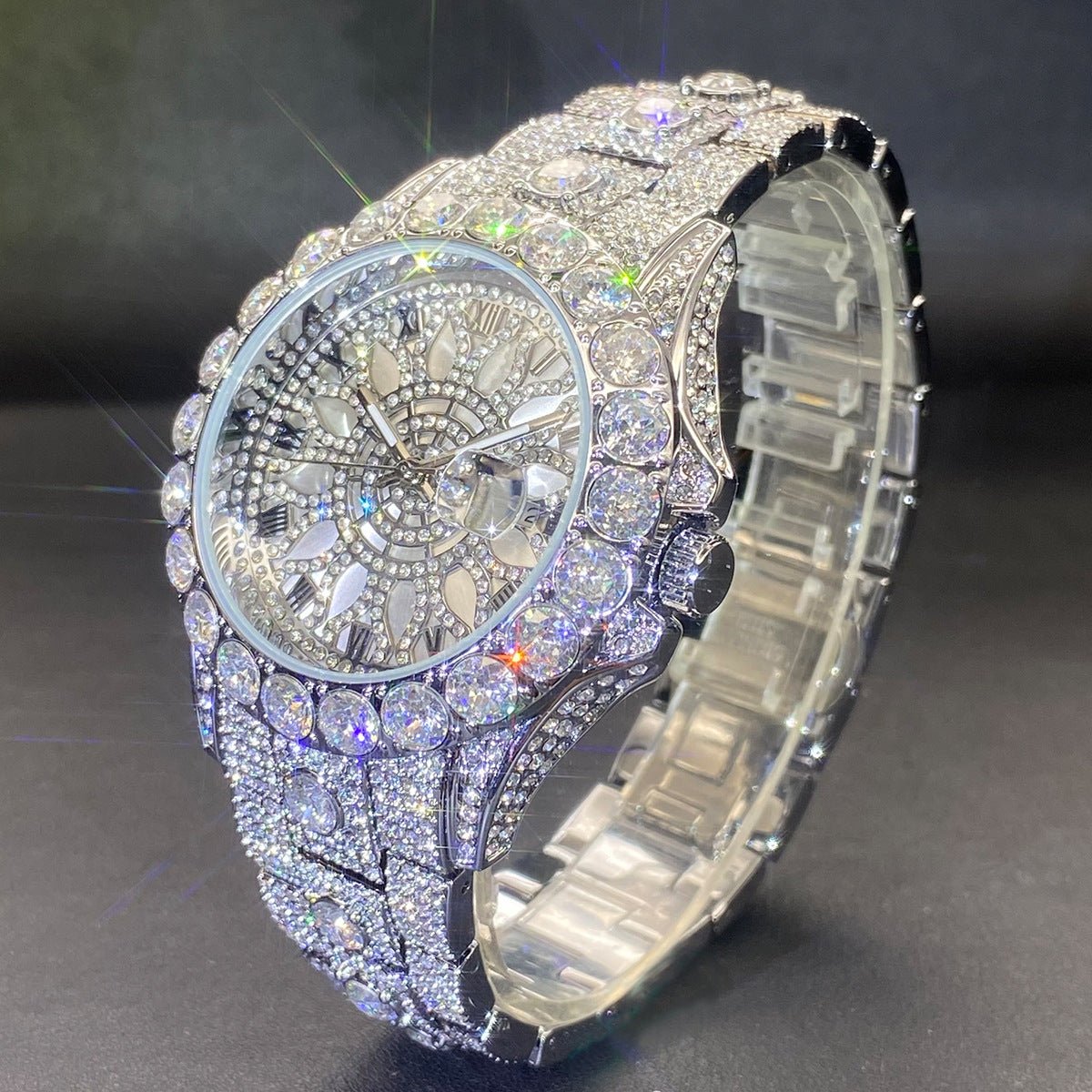 Men's High - end, Fully Diamond - encrusted, Ultra - glitzy Hip - hop Watch - Oopsdadforgot.com