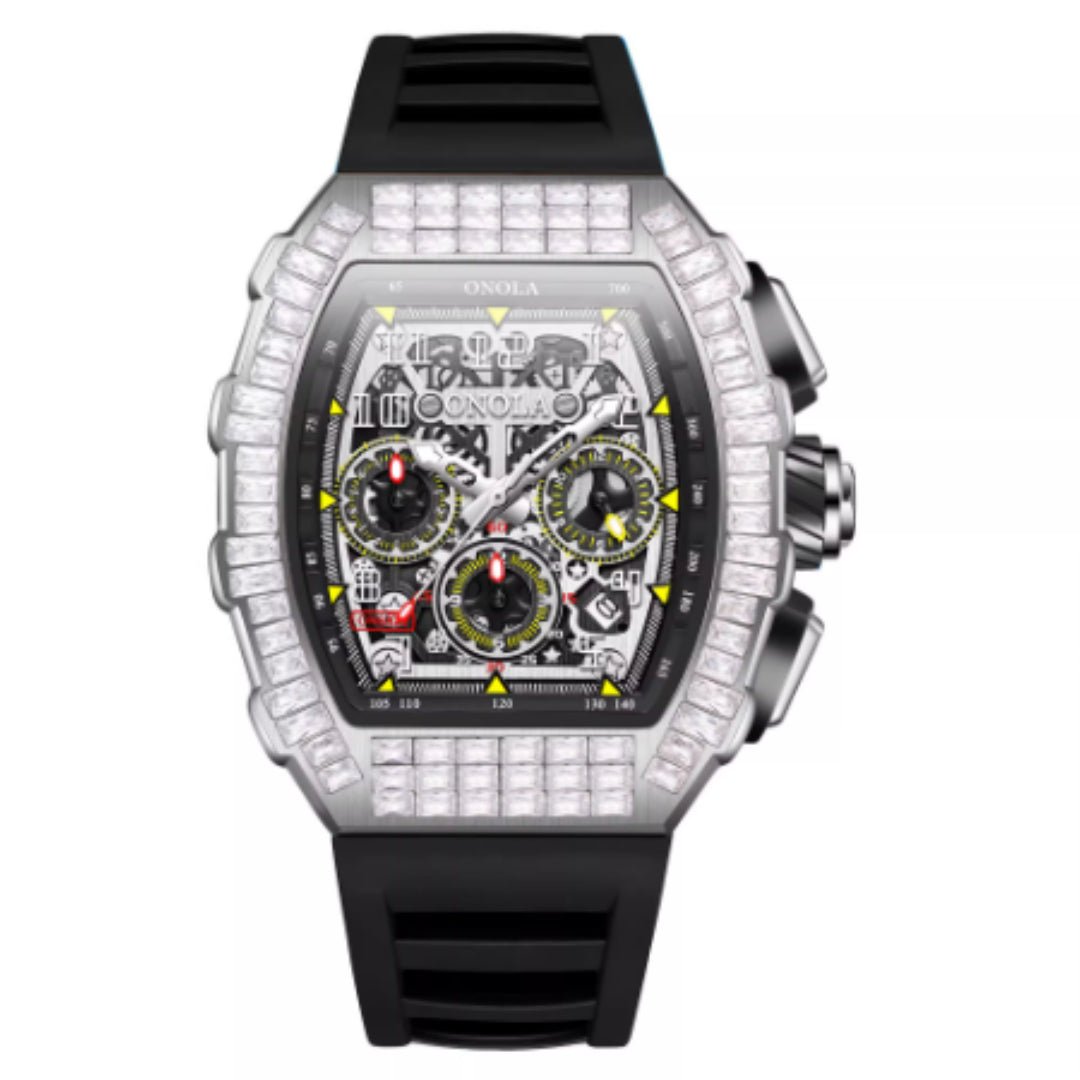 Men's Luxury Square Diamond Watch With Star Pattern - Oopsdadforgot.com