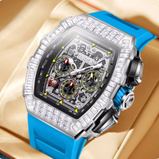 Men's Luxury Square Diamond Watch With Star Pattern - Oopsdadforgot.com