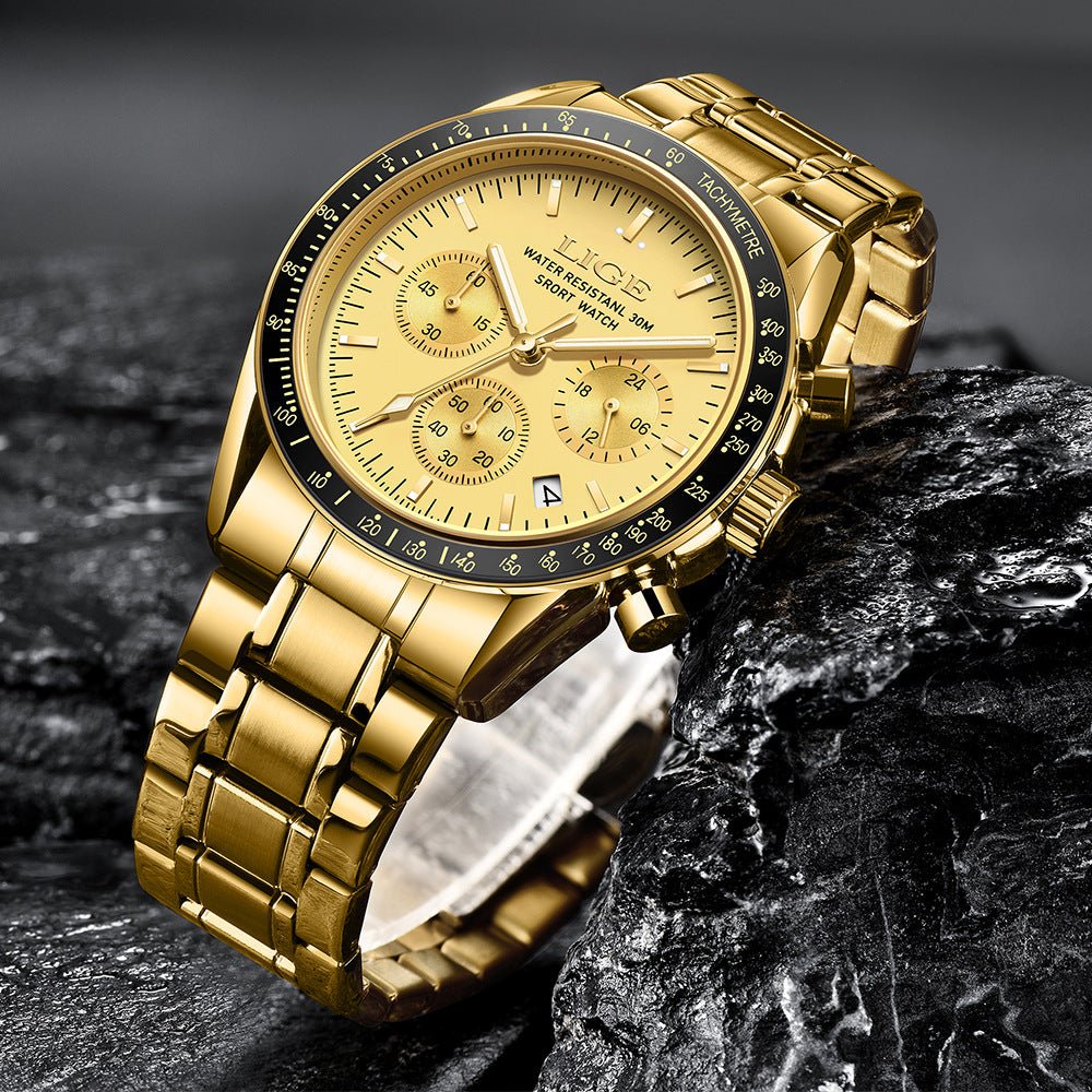 Mens Multifunctional Waterproof Calendar Luminous Quartz Watch - Oopsdadforgot.com