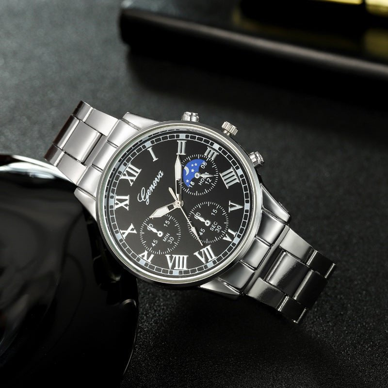 Mens Quartz Watch Necklace Bracelet And Ring 4 - Piece Set - Oopsdadforgot.com
