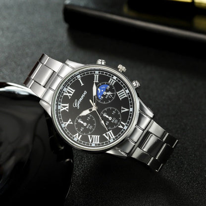 Mens Quartz Watch Necklace Bracelet And Ring 4 - Piece Set - Oopsdadforgot.com