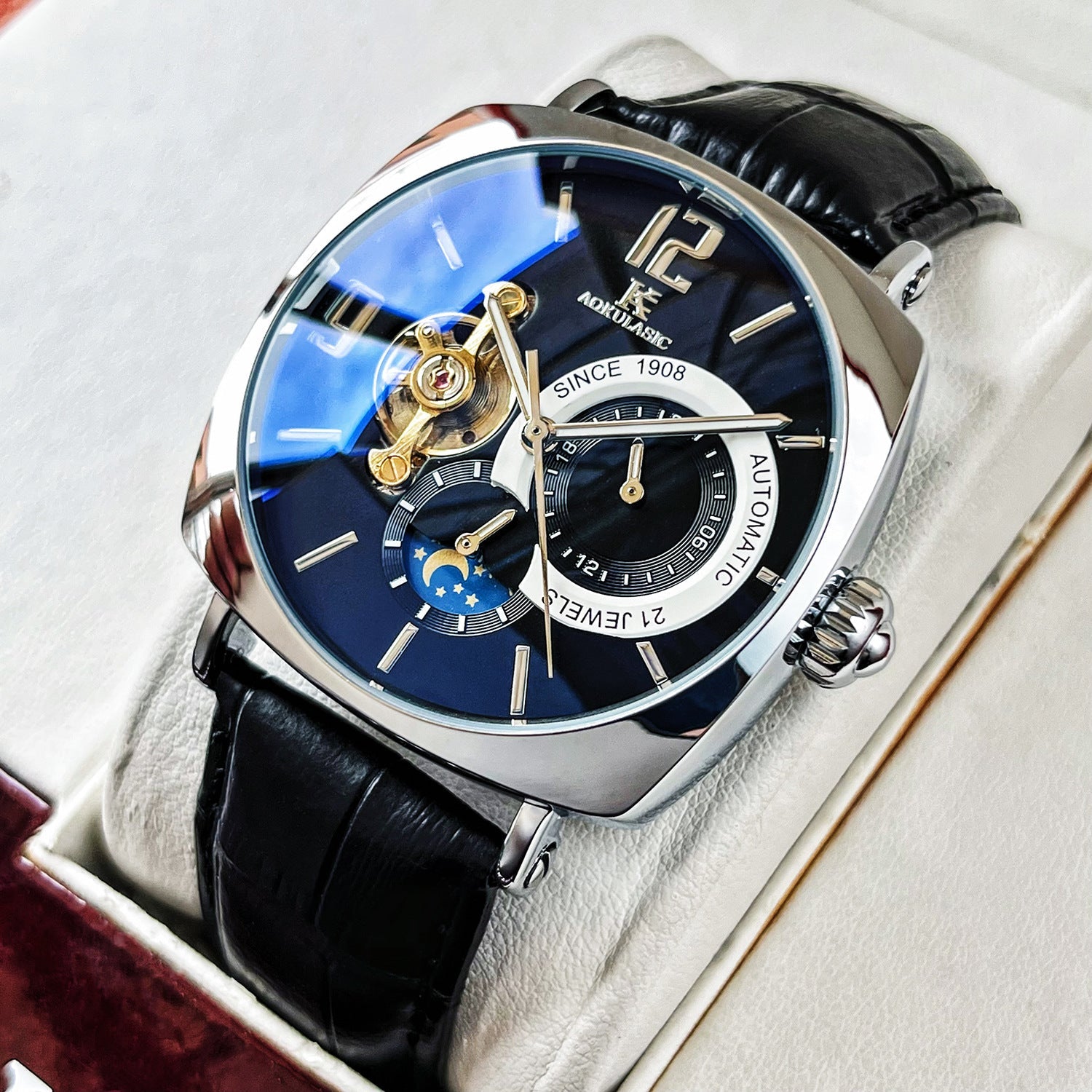Mens Square Fully Automatic Mechanical Watch Casual Mens Wristwatch - Oopsdadforgot.com