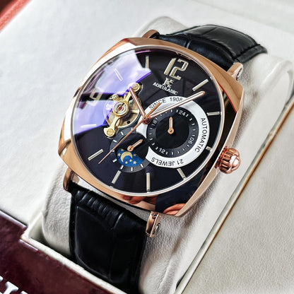 Mens Square Fully Automatic Mechanical Watch Casual Mens Wristwatch - Oopsdadforgot.com