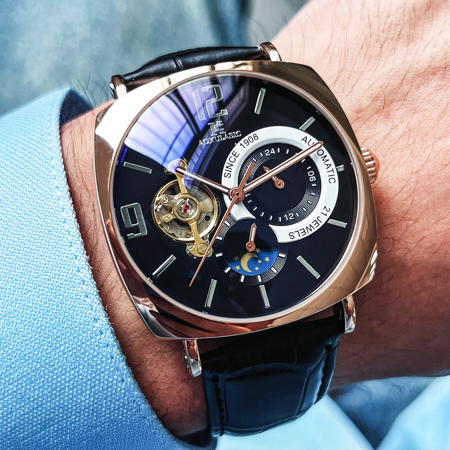 Mens Square Fully Automatic Mechanical Watch Casual Mens Wristwatch - Oopsdadforgot.com
