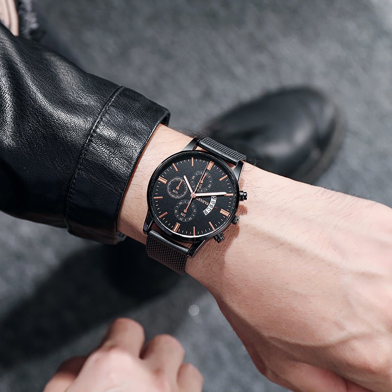 Mens Watch Fake Three - Subdial Six Hands Calendar Casual Fashionable Business Quartz - Oopsdadforgot.com