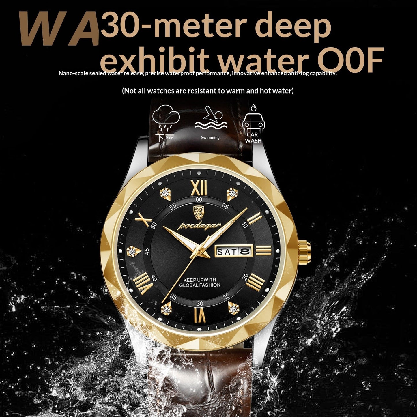Mens Watch Leather Strap Quartz Movement - Oopsdadforgot.com