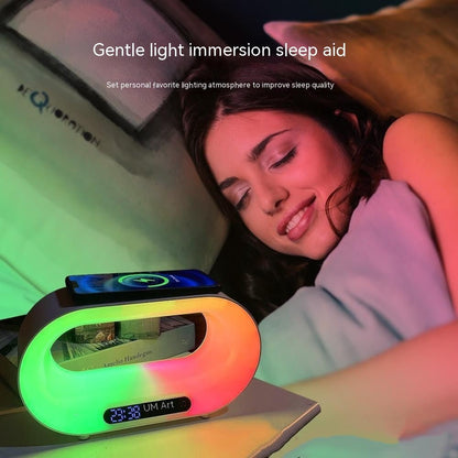 Multi - function 3 In 1 LED Night Light APP Control RGB Atmosphere Desk Lamp Smart Multifunctional Wireless Charger Alarm Clock - Oopsdadforgot.com