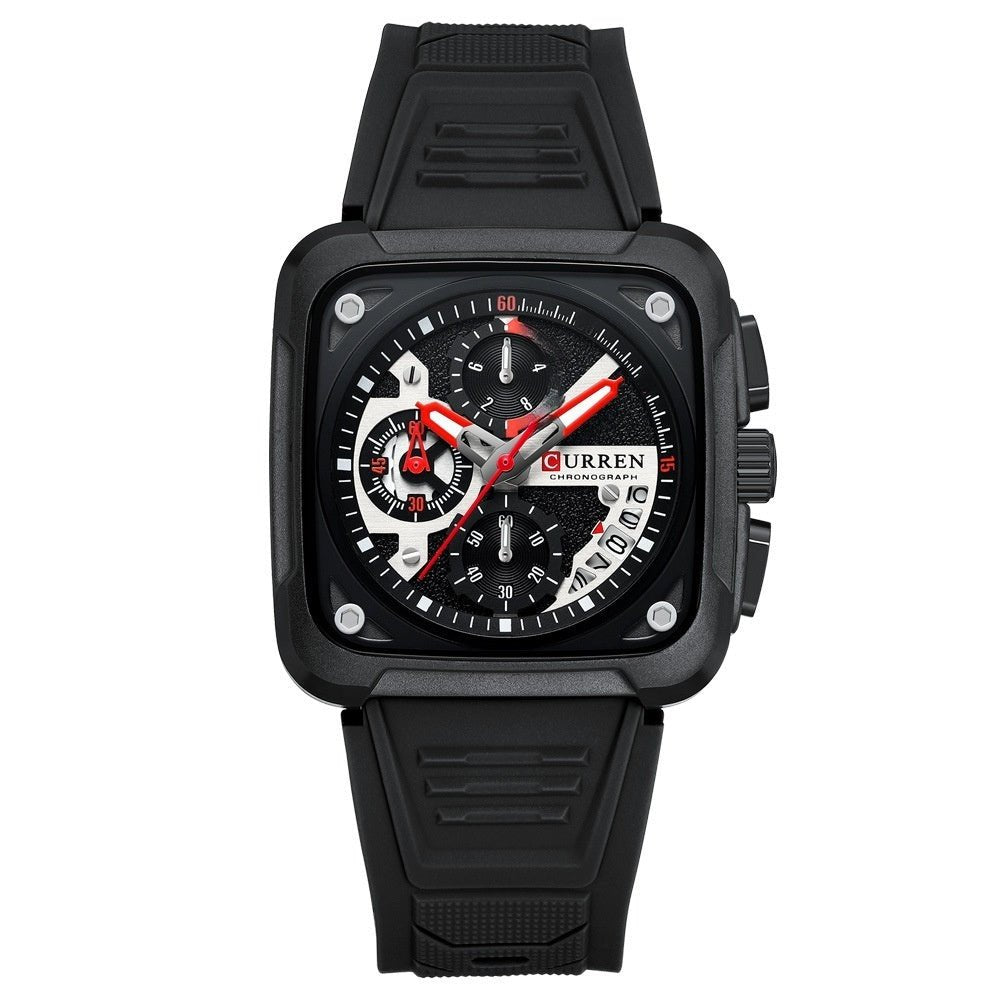 Neutral Square Calendar Multi - Function Six - Hand Quartz Mens Watch - Oopsdadforgot.com