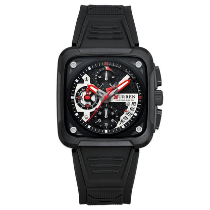 Neutral Square Calendar Multi - Function Six - Hand Quartz Mens Watch - Oopsdadforgot.com