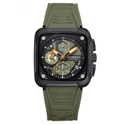Neutral Square Calendar Multi - Function Six - Hand Quartz Mens Watch - Oopsdadforgot.com