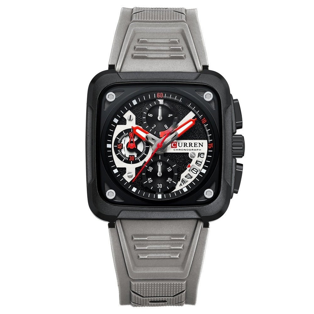 Neutral Square Calendar Multi - Function Six - Hand Quartz Mens Watch - Oopsdadforgot.com