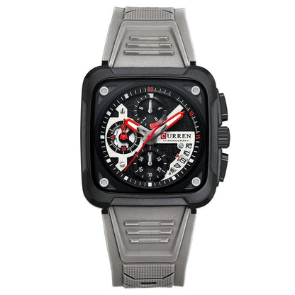 Neutral Square Calendar Multi - Function Six - Hand Quartz Mens Watch - Oopsdadforgot.com