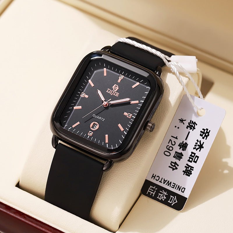 New Large Dial Square Silicone Unisex Couple Watch - Oopsdadforgot.com