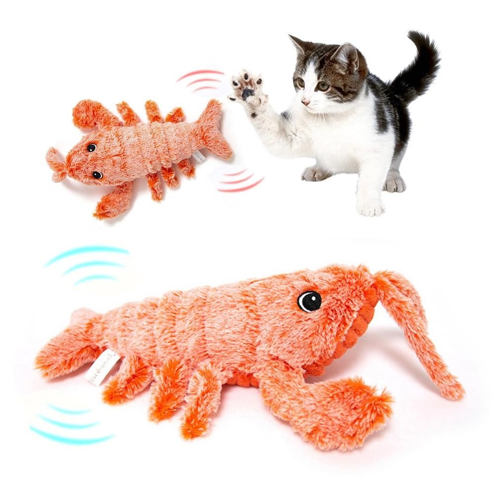 Pet Toys Electric Jumping Shrimp USB Charging Simulation Lobster Funny Cat Plush Pets Toy - Oopsdadforgot.com