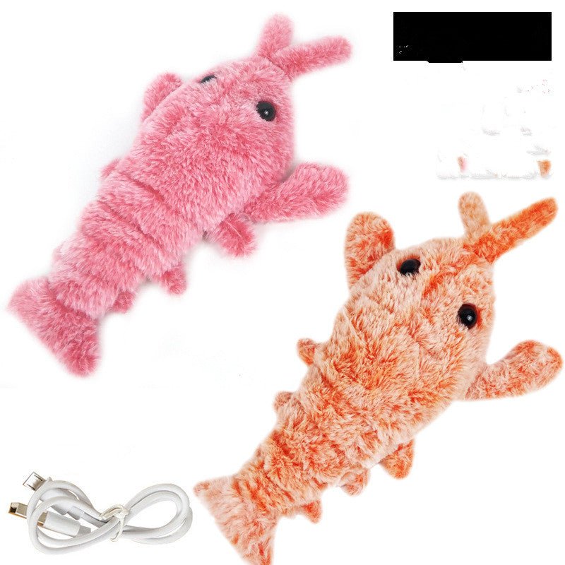 Pet Toys Electric Jumping Shrimp USB Charging Simulation Lobster Funny Cat Plush Pets Toy - Oopsdadforgot.com